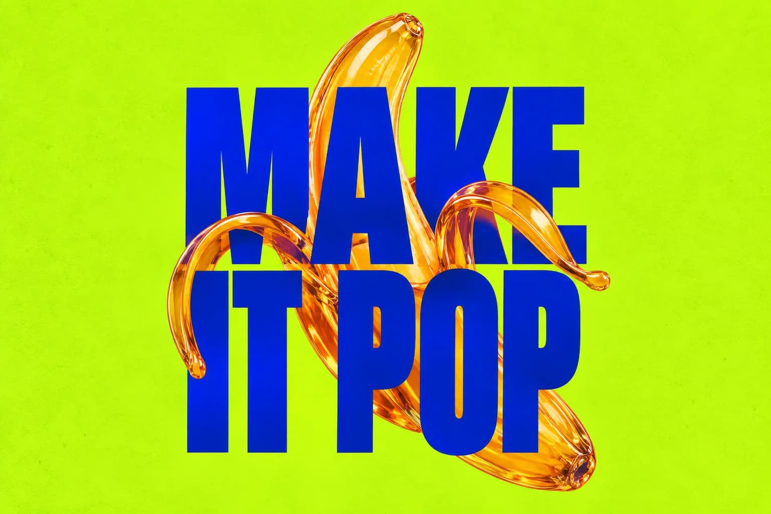 Limoengroene poster met blauwe letters ‘MAKE IT POP’